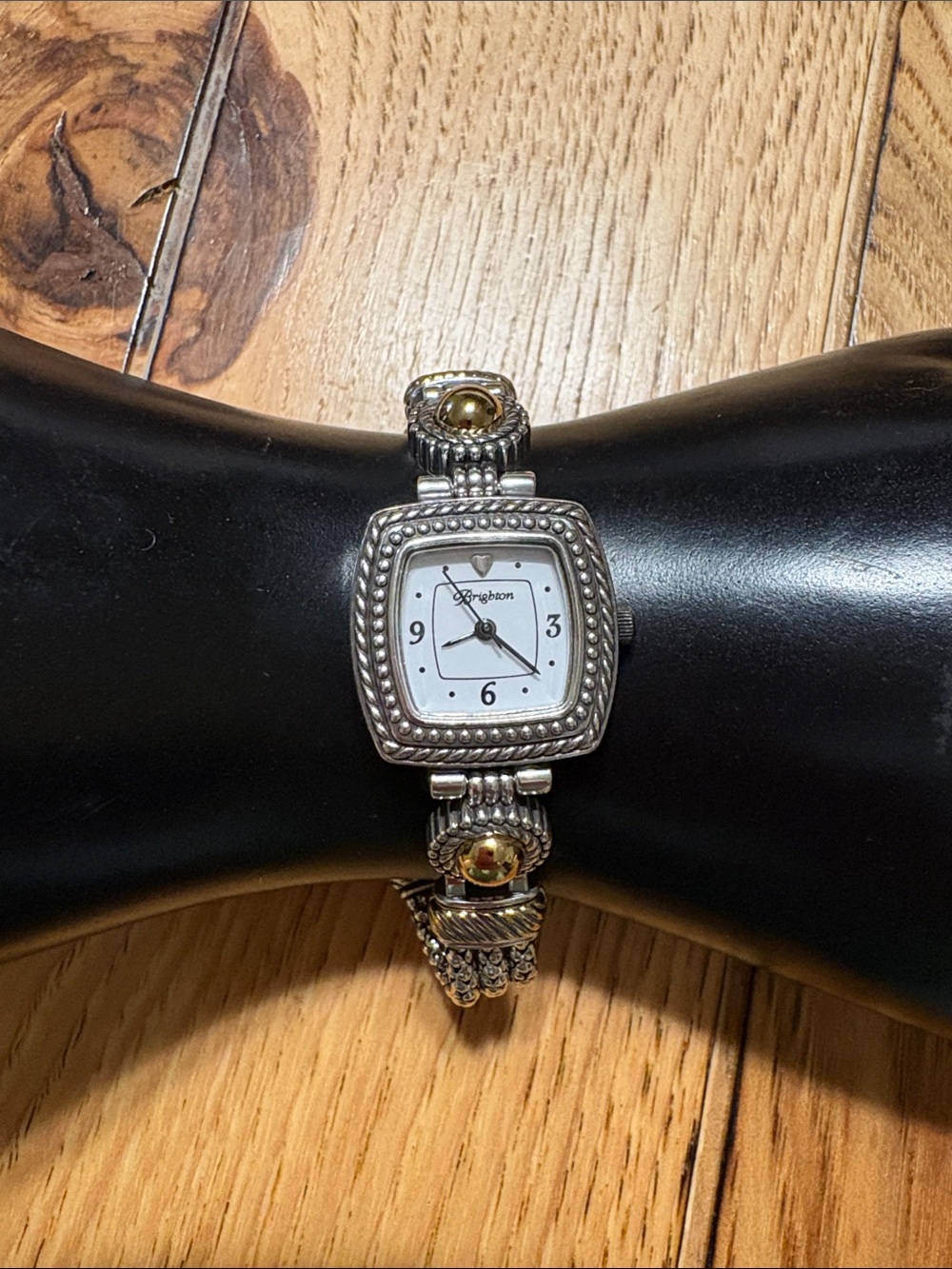 Brighton Vintage Two-Tone Beaded Square Dial Bracelet Watch - Silver & Gold